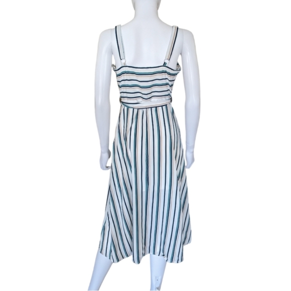 Scarborough Stripe Wrap Dress Sleeveless V Neckline Loveriche - Picture 6 of 15